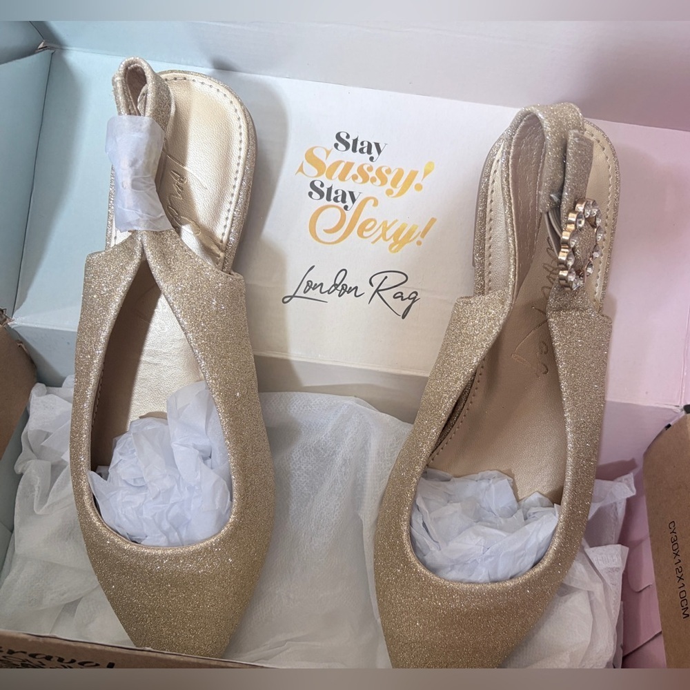 Women's Flats Slingback London Rag Gold Glitter - Picture 5 of 5